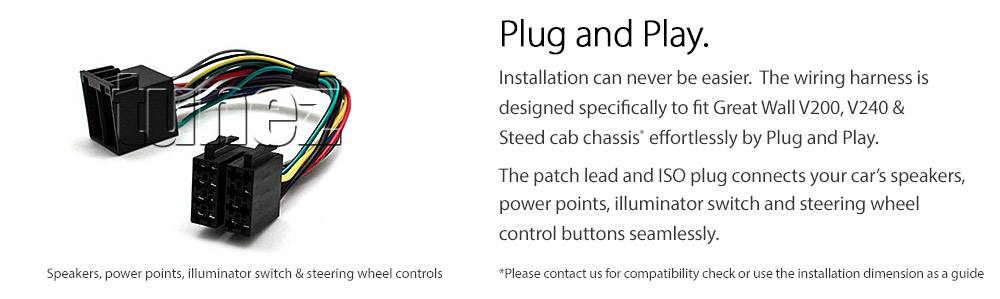 GW03AND GPS Great Wall V200 V240 Steed Cab Chassis 2009 2010 2011 2012 2013 2014 2015 2016 2017 2018 2019 7-inch Universal Double DIN Latest Australia UK European USA Original Android 7.1 Nougat car USB Charger 2.1A SD player radio stereo head unit details Aftermarket External and Internal Microphone Bluetooth Europe Sat Nav Navi Plug and Play ISO Plug Wiring Harness Matching Fascia Kit Facia Free Reversing Camera Album Art ID3 Tag RMVB MP3 MP4 AVI MKV Full High Definition FHD AirPlay Air Play MirrorLink Mirror Link 1080p DAB+ Digital Radio DAB + Connects2 CTSGW001.2