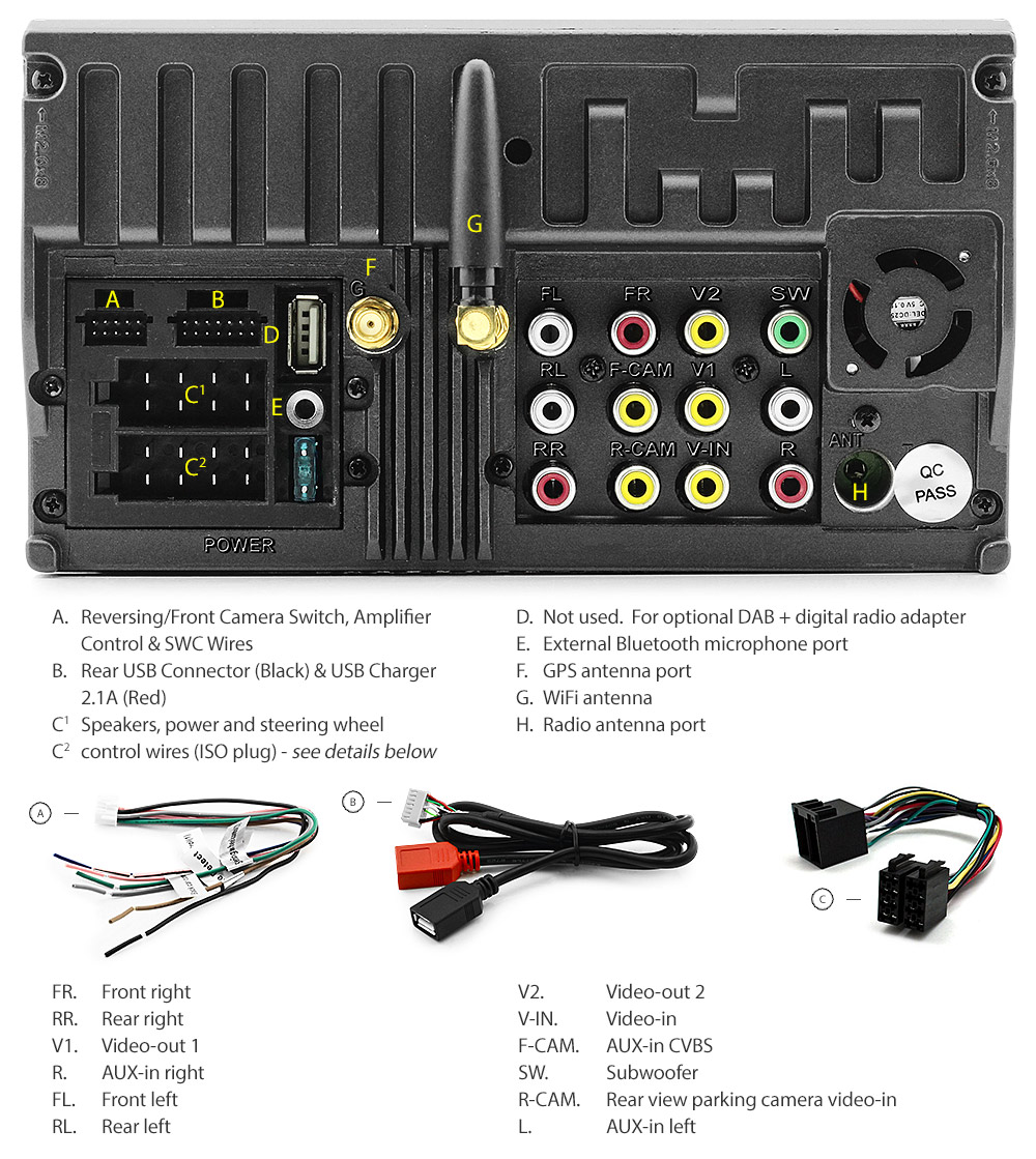 GW03AND GPS Great Wall V200 V240 Steed Cab Chassis 2009 2010 2011 2012 2013 2014 2015 2016 2017 2018 2019 7-inch Universal Double DIN Latest Australia UK European USA Original Android 7.1 Nougat car USB Charger 2.1A SD player radio stereo head unit details Aftermarket External and Internal Microphone Bluetooth Europe Sat Nav Navi Plug and Play ISO Plug Wiring Harness Matching Fascia Kit Facia Free Reversing Camera Album Art ID3 Tag RMVB MP3 MP4 AVI MKV Full High Definition FHD AirPlay Air Play MirrorLink Mirror Link 1080p DAB+ Digital Radio DAB + Connects2 CTSGW001.2