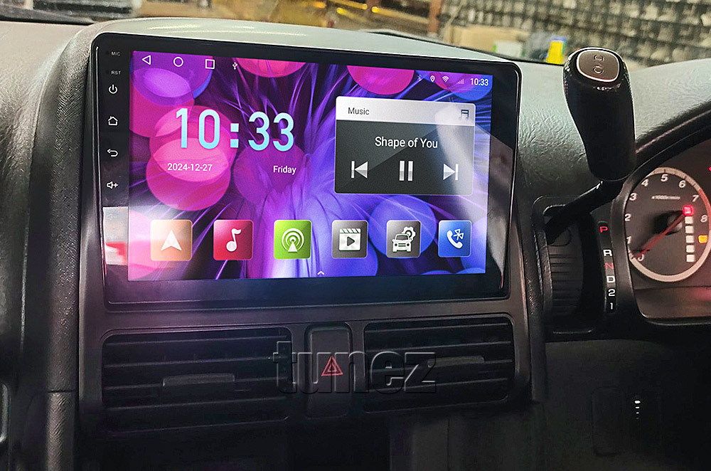 HCRV29AND GPS Aftermarket Honda CR-V CRV Year 2002 2003 2004 2005 2006 RD chassis 9-inch touchscreen Universal Double DIN Latest Australia UK European USA Original CarPlay Android Auto 10 Car USB player radio stereo 4G LTE WiFi head unit details Aftermarket External and Internal Microphone Bluetooth Europe Sat Nav Navi Plug and Play ISO Plug Wiring Harness Matching Fascia Kit Facia Free Reversing Camera Album Art ID3 Tag RMVB MP3 MP4 AVI MKV Full High Definition FHD 1080p DAB+ Digital Radio DAB + Connects2 CTSIZ001.2