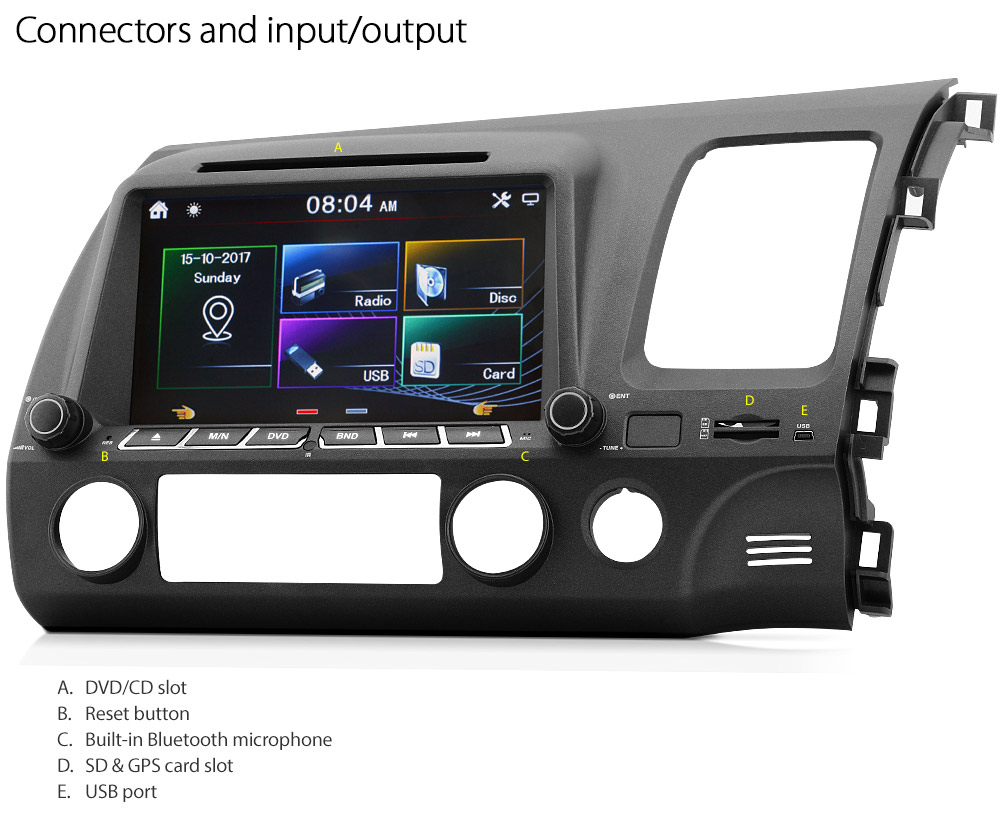8" Honda Civic Car DVD GPS DVB-T Player Stereo Radio Head Unit Digital