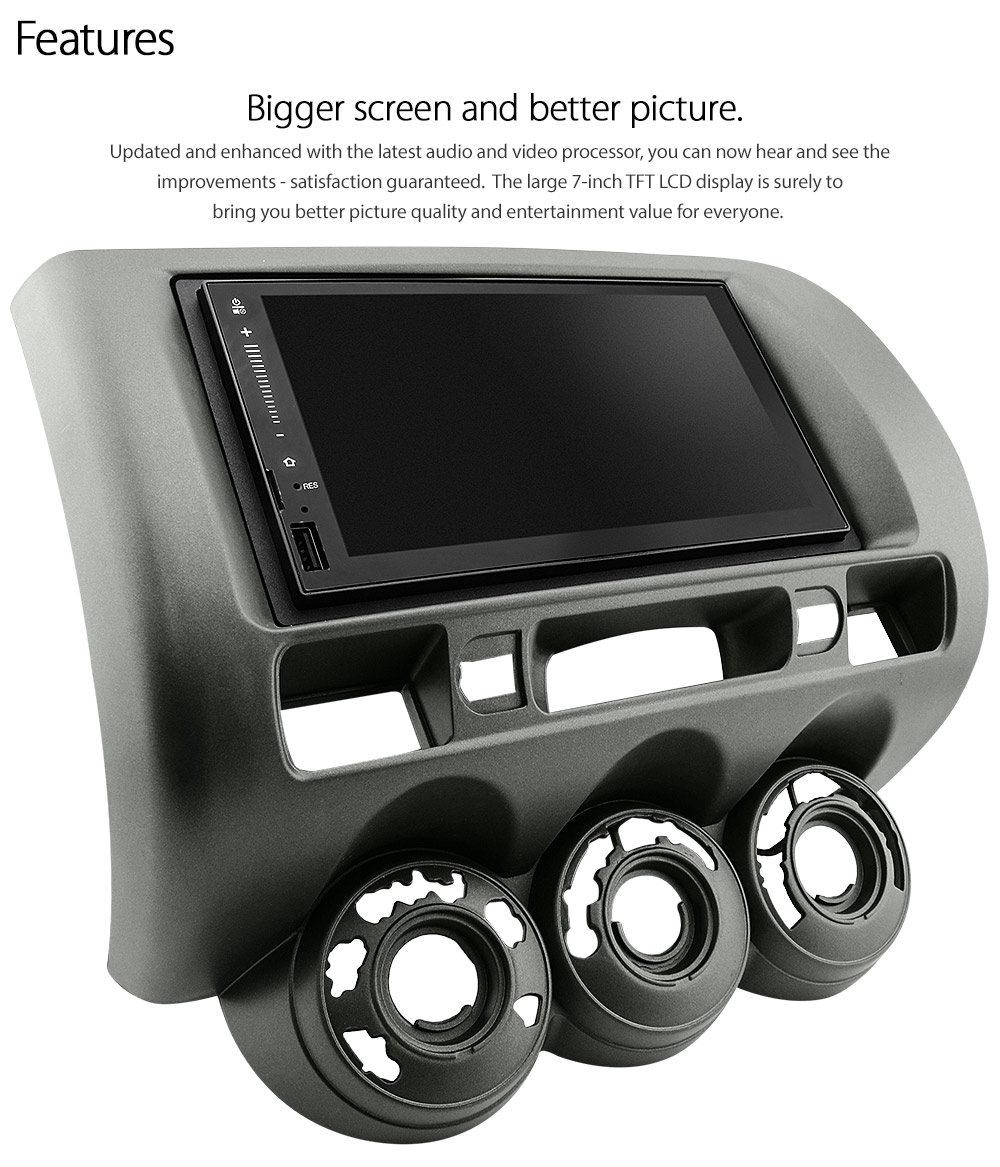 HJAZ17AND GPS Honda Jazz Fit 1st Generation Gen 2002 2003 2004 2005 2006 2007 7-inch Universal Double DIN Latest Australia UK European USA Original Android 7.1 Nougat car USB Charger 2.1A SD player radio stereo head unit details Aftermarket External and Internal Microphone Bluetooth Europe Sat Nav Navi Plug and Play ISO Plug Wiring Harness Matching Fascia Kit Facia Free Reversing Camera Album Art ID3 Tag RMVB MP3 MP4 AVI MKV Full High Definition FHD AirPlay Air Play MirrorLink Mirror Link 1080p DAB+ Digital Radio DAB +