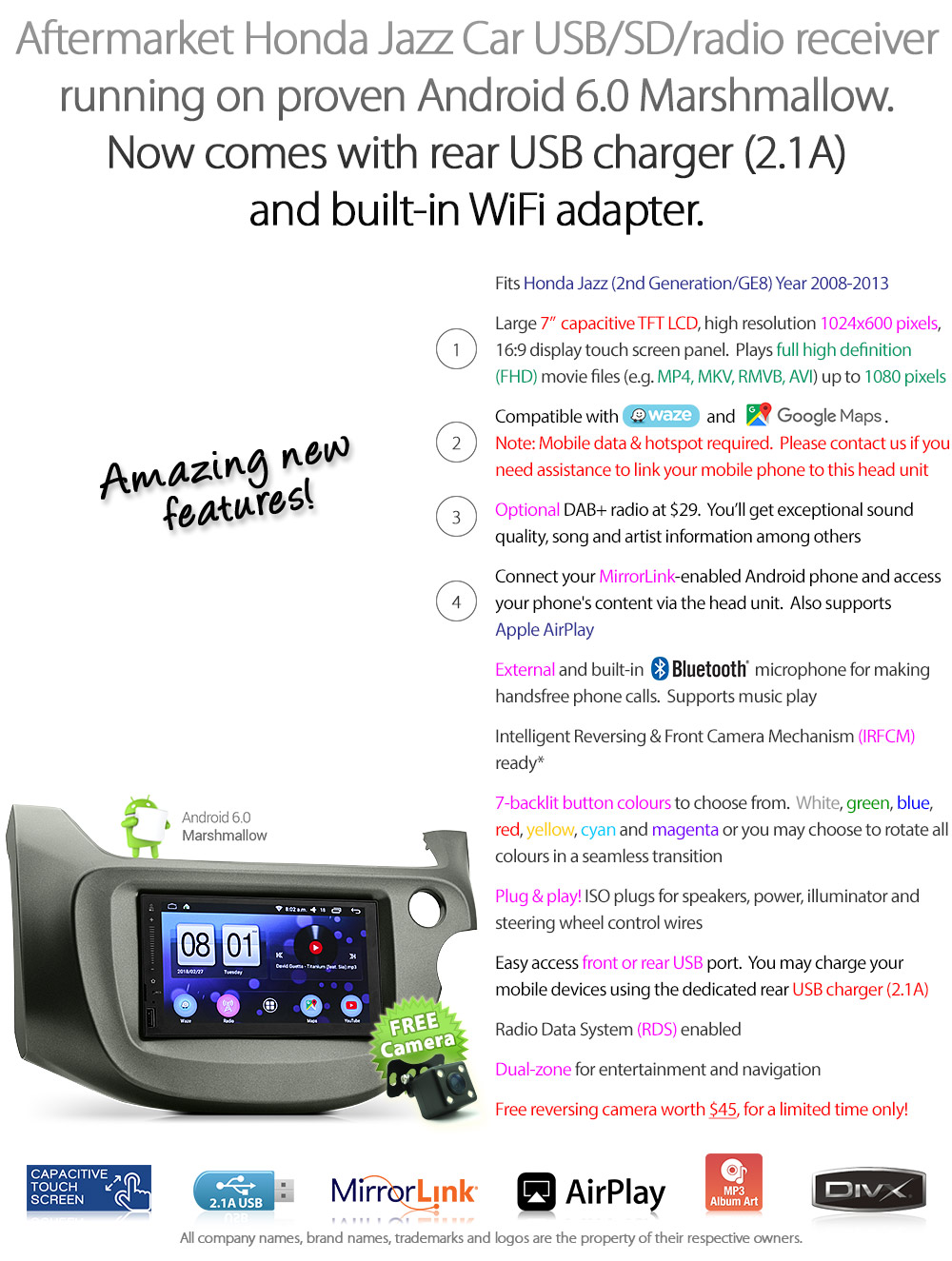 Honda Jazz Fit GE8 Android Car Radio Stereo Bluetooth 2010 2011 MP3