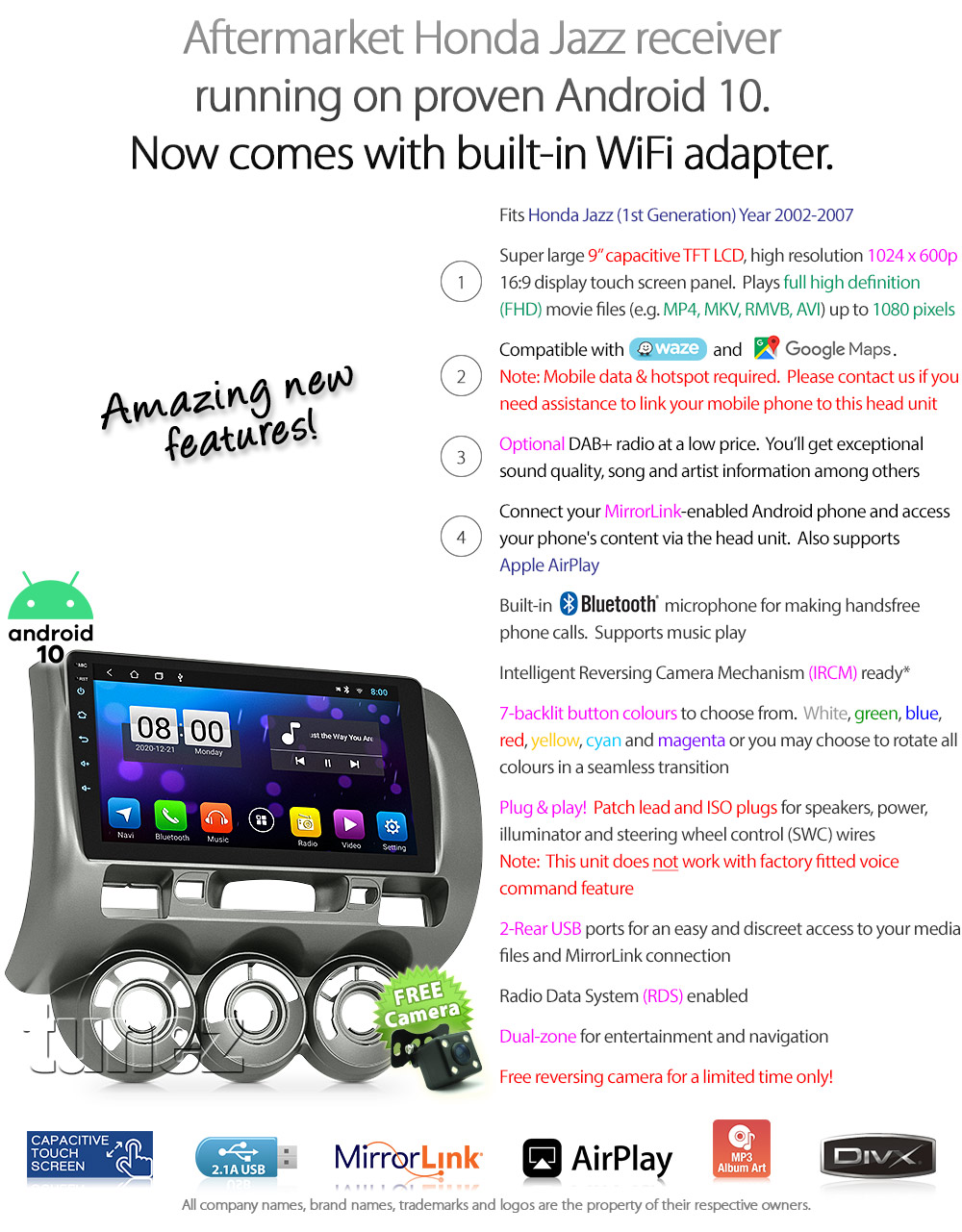 9" Android MP3 Car Player GPS For Honda Jazz GD 2002-2007 Stereo Radio