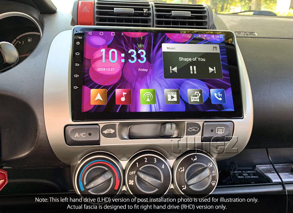 HJAZ20AND GPS Aftermarket Honda Jazz Fit 1st Generation Gen GD Chassis 2002 2003 2004 2005 2006 2007 capacitive 9 inches touchscreen Universal Double DIN Latest Australia UK European USA Original CarPlay Android Auto 10 Car USB player radio stereo 4G LTE WiFi head unit details Aftermarket External and Internal Microphone Bluetooth Europe Sat Nav Navi Plug and Play ISO Plug Wiring Harness Matching Fascia Kit Facia Free Reversing Camera Album Art ID3 Tag RMVB MP3 MP4 AVI MKV Full High Definition FHD 1080p DAB+ Digital Radio DAB + Connects2 CTSIZ001.2