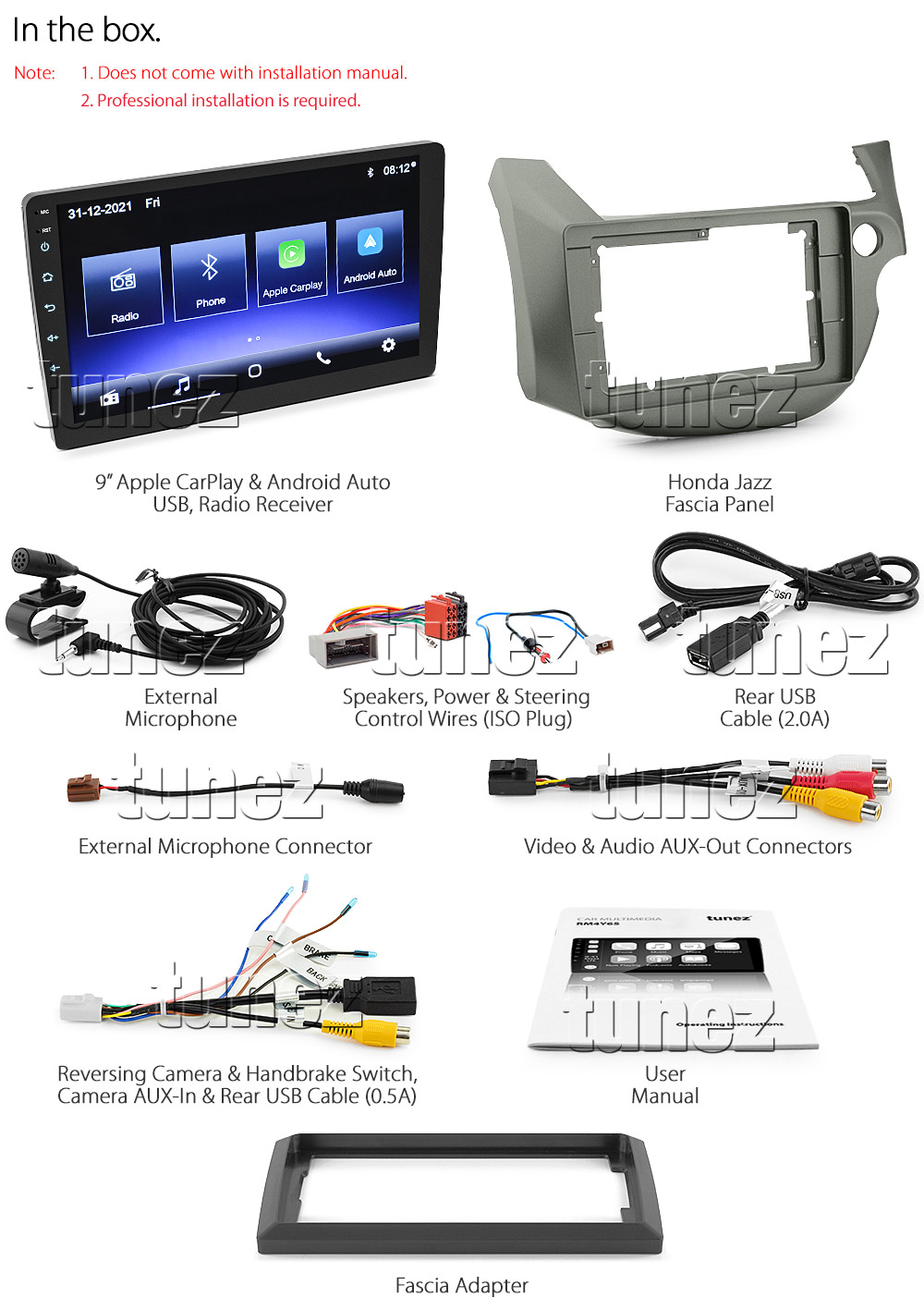 HJAZ22CP GPS Aftermarket Honda Jazz Fit Fits 2nd Generation Gen GE8 GE 2008 2009 2010 2011 2012 2013 Left Right Hand Drive RHD LHD Super Large 9-inch 9' Touch Screen IPS Capacitive Universal Double DIN Latest Australia UK European USA Original Car USB 2.0A Charge player radio stereo head unit Aftermarket External and Internal Microphone Bluetooth Europe Sat Nav Navi Plug and Play ISO Plug Wiring Harness Matching Fascia Kit Facia Free Reversing Camera Album Art ID3 Tag RMVB MP3 MP4 AVI MKV Full High Definition FHD AirPlay Air Play MirrorLink Mirror Link 1080p DAB+ Digital Radio Connects2 CTSHO003.2