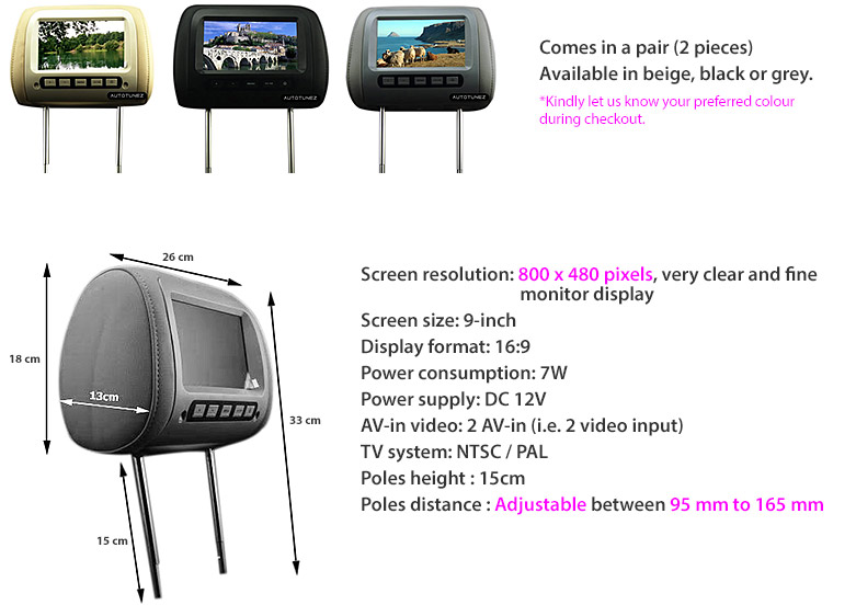 7-inch headrest monitors tunezmart best deal!