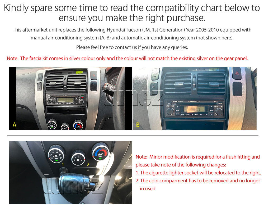 HTC01AND GPS Aftermarket Hyundai Tucson 1st Generation Gen JM chassis 2005 2006 2007 2008 2009 2010 capacitive 10 inches touchscreen Universal Double DIN Latest Australia UK European USA Original CarPlay Android Auto 10 Car USB player radio stereo 4G LTE WiFi head unit details Aftermarket External and Internal Microphone Bluetooth Europe Sat Nav Navi Plug and Play ISO Plug Wiring Harness Matching Fascia Kit Facia Free Reversing Camera Album Art ID3 Tag RMVB MP3 MP4 AVI MKV Full High Definition FHD 1080p DAB+ Digital Radio DAB + Connects2 CTSIZ001.2