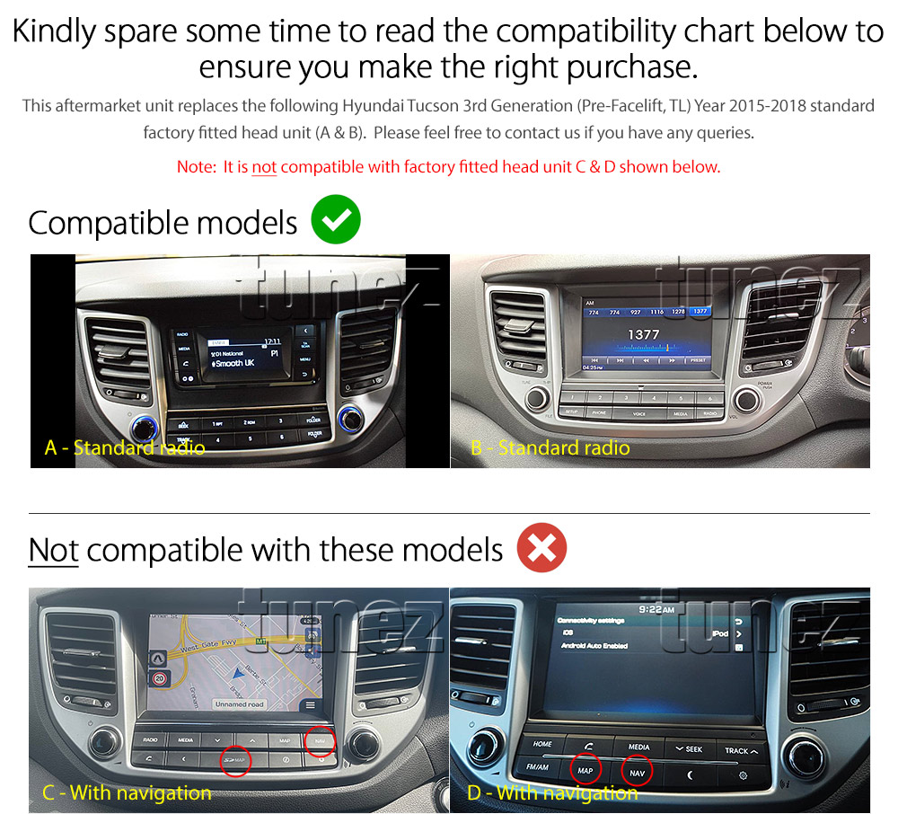 HTC02AND GPS Aftermarket Hyundai Tucson 3rd Generation Pre-Facelift TL chassis Year 2015 2016 2017 2018 9-inch touchscreen Universal Double DIN Latest Australia UK European USA Original CarPlay Android Auto 10 Car USB player radio stereo 4G LTE WiFi head unit details Aftermarket External and Internal Microphone Bluetooth Europe Sat Nav Navi Plug and Play ISO Plug Wiring Harness Matching Fascia Kit Facia Free Reversing Camera Album Art ID3 Tag RMVB MP3 MP4 AVI MKV Full High Definition FHD 1080p DAB+ Digital Radio DAB + Connects2 CTSIZ001.2