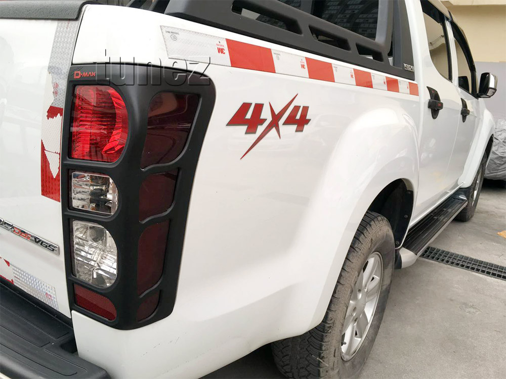 IDM02 ISUZU D-Max DMax RT85 RT-85 Series EX SX LS-U LS-M X-Runner 2017 2018 2019 Lamp Cover Eyelid ABS Plastic Matte Matt Black Front Back Rear Tail Light Tail Lamp Head Light Headlight UK United Kingdom USA Australia Europe Set Kit For Car Aftermarket Pair