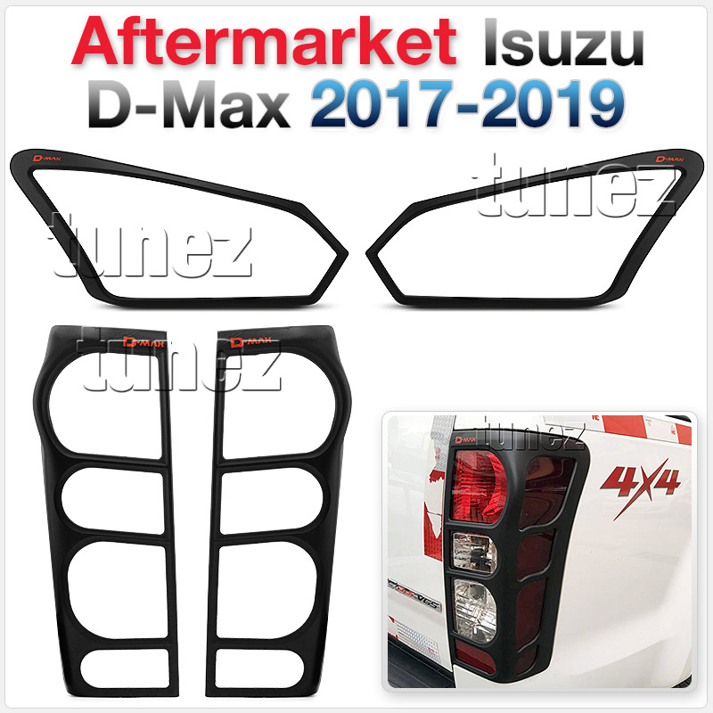 IDM02 ISUZU D-Max DMax RT85 RT-85 Series EX SX LS-U LS-M X-Runner 2017 2018 2019 Lamp Cover Eyelid ABS Plastic Matte Matt Black Front Back Rear Tail Light Tail Lamp Head Light Headlight UK United Kingdom USA Australia Europe Set Kit For Car Aftermarket Pair