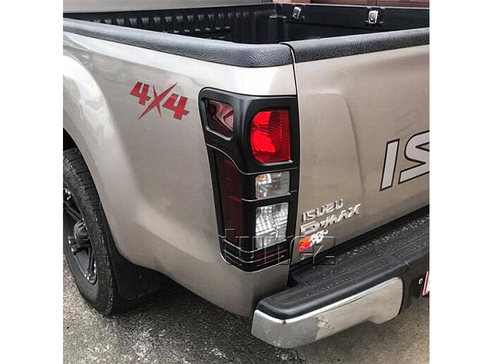 IDM06 ISUZU D-Max DMax RT50 RT-50 Series EX SX LS-U LS-M X-Runner 2012 2013 2014 2015 2016 Lamp Cover Eyelid ABS Plastic Matte Matt Black Night Edition Front Back Rear Tail Light Tail Lamp Head Light Headlight UK United Kingdom USA Australia Europe Set Kit For Car Aftermarket Pair