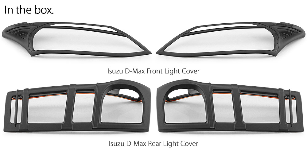 IDM06 ISUZU D-Max DMax RT50 RT-50 Series EX SX LS-U LS-M X-Runner 2012 2013 2014 2015 2016 Lamp Cover Eyelid ABS Plastic Matte Matt Black Night Edition Front Back Rear Tail Light Tail Lamp Head Light Headlight UK United Kingdom USA Australia Europe Set Kit For Car Aftermarket Pair