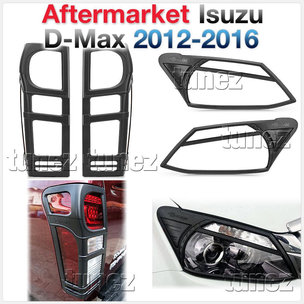 IDM06 ISUZU D-Max DMax RT50 RT-50 Series EX SX LS-U LS-M X-Runner 2012 2013 2014 2015 2016 Lamp Cover Eyelid ABS Plastic Matte Matt Black Night Edition Front Back Rear Tail Light Tail Lamp Head Light Headlight UK United Kingdom USA Australia Europe Set Kit For Car Aftermarket Pair