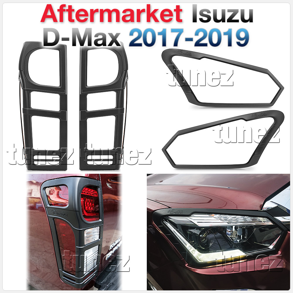 IDM07 ISUZU D-Max DMax RT85 RT-85 Series EX SX LS-U LS-M X-Runner 2017 2018 2019 Lamp Cover Eyelid ABS Plastic Matte Matt IDM07Black Night Edition Front Back Rear Tail Light Tail Lamp Head Light Headlight UK United Kingdom USA Australia Europe Set Kit For Car Aftermarket Pair