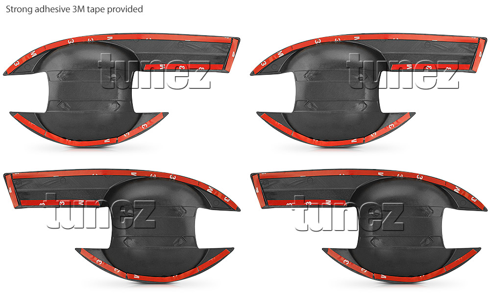 IDM08 Isuzu D-Max DMax RT50 RT85 Holden Colorado RG Series LS SX X-Runner Blade TD Yukon Utah Vision Eiger Fury Black Full UK United Kingdom USA Australia Europe Matte Matt Black Night Dark Sky Series Edition Door Handle Cup Guard Protector Cover Passenger Front Rear Side For Car Aftermarket Set Pair 2012 2013 2014 2015 2016 2017 2018 2019 2020