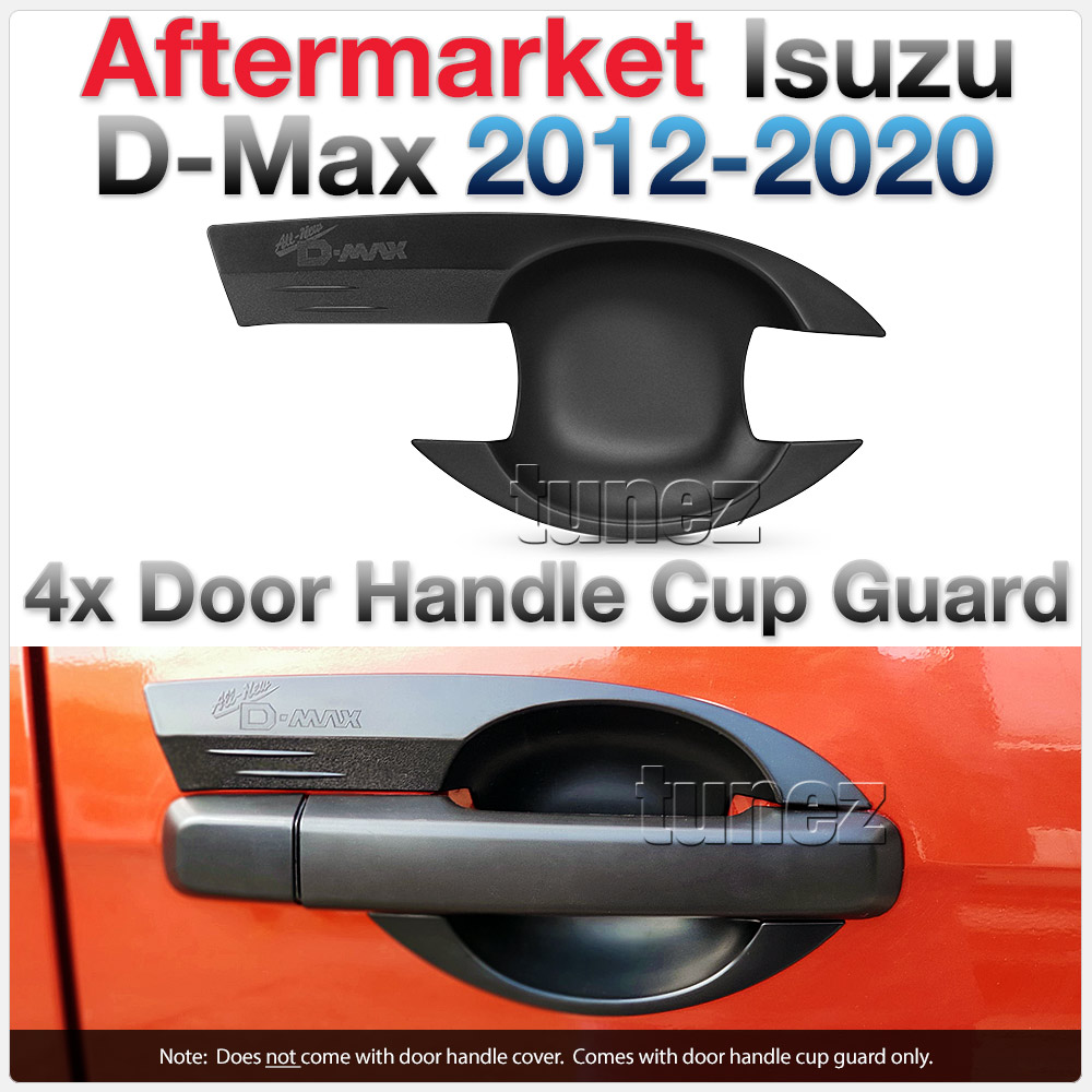 IDM08 Isuzu D-Max DMax RT50 RT85 Holden Colorado RG Series LS SX X-Runner Blade TD Yukon Utah Vision Eiger Fury Black Full UK United Kingdom USA Australia Europe Matte Matt Black Night Dark Sky Series Edition Door Handle Cup Guard Protector Cover Passenger Front Rear Side For Car Aftermarket Set Pair 2012 2013 2014 2015 2016 2017 2018 2019 2020