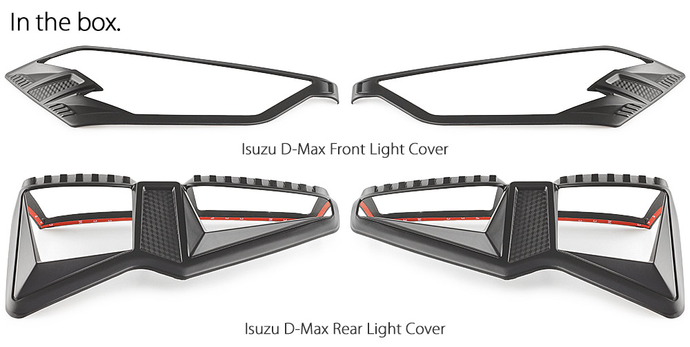 IDM11 Isuzu D-Max DMax RG RG01 Series SX LS-U LS-M High Ride X-Runner 2021 2022 2023 2024 2025 Lamp Cover Eyelid ABS Plastic Matte Matt Black Front Back Rear Tail Light Tail Lamp Head Light Headlight UK United Kingdom USA Australia Europe Set Kit For Car Aftermarket Pair