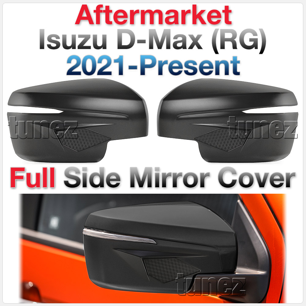 IDM12 Isuzu D-Max DMax RG RG01 Series SX LS-U LS-M High Ride X-Runner 2021 2022 2023 2024 Side Mirror Cover Guard Protector Cover ABS Trim 3rd Generation Gen Matt Matte Material Black OEM Fitting Aftermarket
