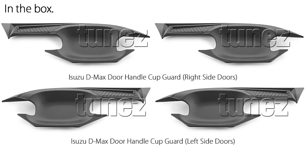 IDM13 Isuzu D-Max DMax RG RG01 Series SX LS-U LS-M High Ride X-Runner 2021 2022 2023 2024 Car Truck Matte Matt Black Edition Door Handle Cup Guard Protector Cover Passenger Front Rear Side For Aftermarket Set Pair Autotunez Tunez UK United Kingdom USA Australia Europe