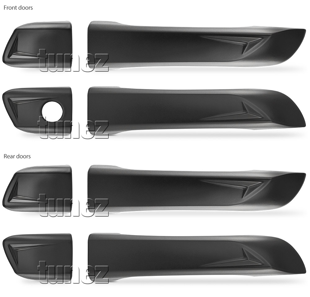 IDM15 Isuzu D-Max DMax RG RG01 Series SX LS-U LS-M High Ride X-Runner 2021 2022 2023 2024 Car Truck Matte Matt Black Edition Keyless Manual Entry Remote Door Handle Guard Protector Cover Passenger Front Rear Side For Aftermarket Set Pair Autotunez Tunez UK United Kingdom USA Australia Europe