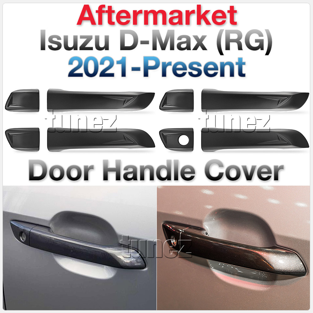 IDM15 Isuzu D-Max DMax RG RG01 Series SX LS-U LS-M High Ride X-Runner 2021 2022 2023 2024 Car Truck Matte Matt Black Edition Keyless Manual Entry Remote Door Handle Guard Protector Cover Passenger Front Rear Side For Aftermarket Set Pair Autotunez Tunez UK United Kingdom USA Australia Europe