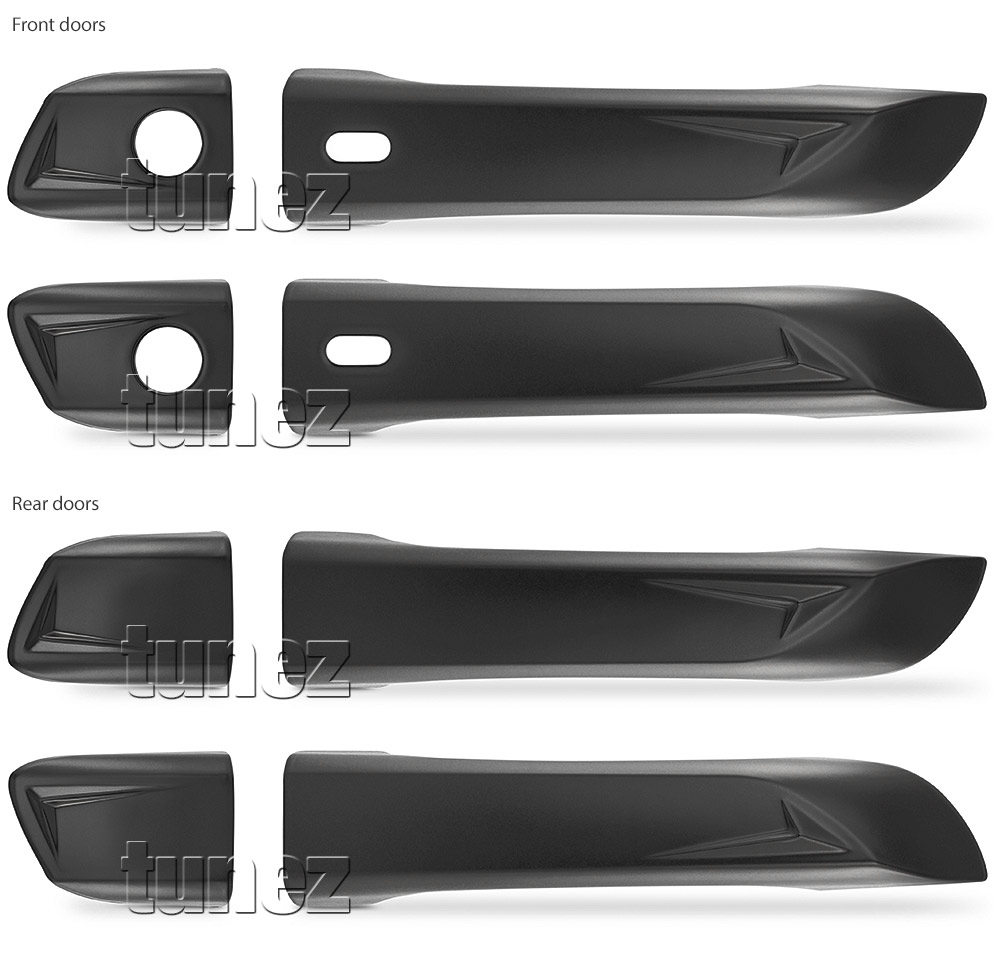 IDM17 Isuzu D-Max DMax RG RG01 Series SX LS-U LS-M High Ride X-Runner 2021 2022 2023 2024 Car Truck Matte Matt Black Edition Keyless Manual Entry Remote Door Handle Guard Protector Cover Passenger Front Rear Side For Aftermarket Set Pair Autotunez Tunez UK United Kingdom USA Australia Europe