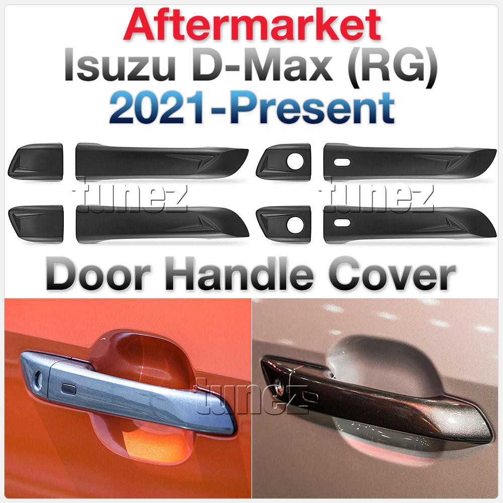 IDM17 Isuzu D-Max DMax RG RG01 Series SX LS-U LS-M High Ride X-Runner 2021 2022 2023 2024 Car Truck Matte Matt Black Edition Keyless Manual Entry Remote Door Handle Guard Protector Cover Passenger Front Rear Side For Aftermarket Set Pair Autotunez Tunez UK United Kingdom USA Australia Europe