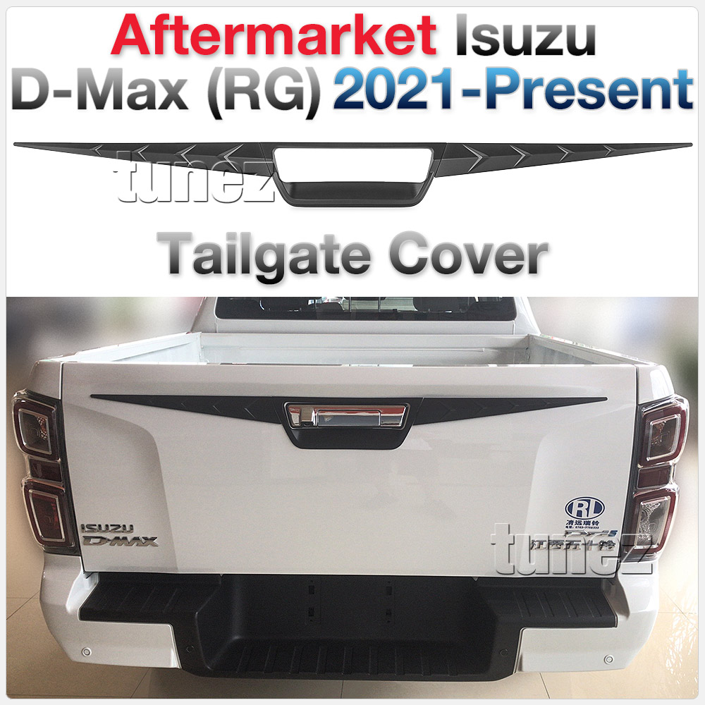 IDM20 Isuzu D-Max DMax RG RG01 Series SX LS-U LS-M High Ride X-Runner 2021 2022 2023 2024 2015 Car Truck Matte Matt Black Edition Tailgate Trunk Boot Door Handle Guard Protector Cover Trim Mouldings Rear Side For Aftermarket Set Autotunez Tunez UK United Kingdom USA Australia Europe