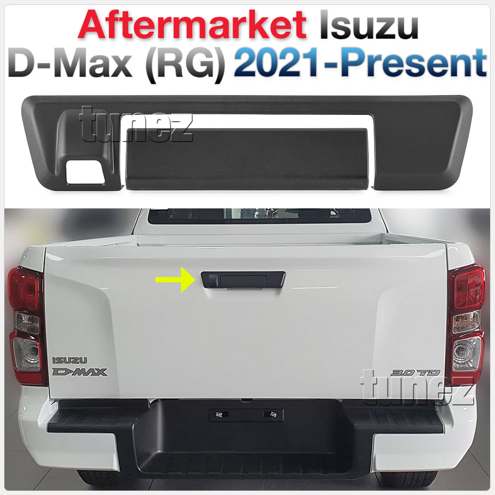 IDM21 Isuzu D-Max DMax RG RG01 Series SX LS-U LS-M High Ride X-Runner 2021 2022 2023 2024 2025 Car Truck Matte Matt Black Edition Tailgate Tail Gate Trunk Tub Door Handle Guard Protector Cover Rear For Aftermarket Set Autotunez Tunez UK United Kingdom USA Australia Europe