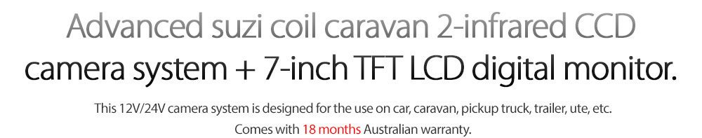 IRCAM4P05SUZI 12V 24V DC 2 Two Channel Advance 4-meter Suzi Coil Trailer Cable Caravan Camera System Motorhome Truck Bus Car Bus Van Lorry Goods Ute Parking Reversing Park Reverse Safety Camera Surveillance Sony Lense Lens CCD 12 Infrared Dome Mini LED Infrared Night Vision Day Pitch Black Condition Heavy Duty 18-Months Australian UK Warranty 7-inch View Screen TFT LCD digital monitor 4-Pin Waterproof video cable industry standard IP68 Dustproof CE FCC Approved RoHS Compliant Certified