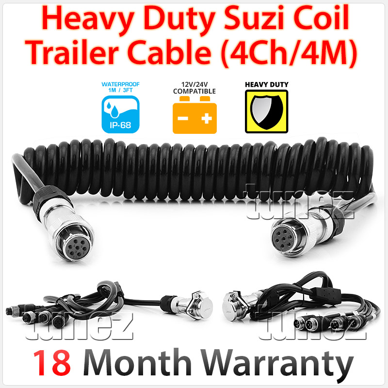 Heavy Duty Suzy Coil Trailer Cable (4Ch/4M)