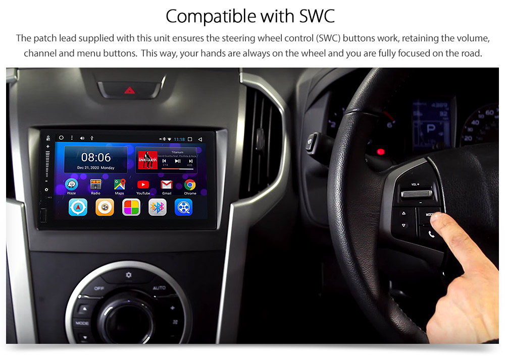 ISZ15AND GPS Aftermarket Isuzu D-Max MU-X Holden Chevrolet Colorado 2nd Generation Gen Europe European Australia USA Year 2012 2013 2014 2015 2016 2017 2018 2019 Original Android 7.1 Nougat car USB Charger 2.1A SD player radio stereo head unit details Aftermarket External and Internal Microphone Bluetooth Europe Sat Nav Navi Plug and Play ISO Plug Wiring Harness Matching Fascia Kit Facia Free Reversing Camera Album Art ID3 Tag RMVB MP3 MP4 AVI MKV Full High Definition FHD AirPlay Air Play MirrorLink Mirror Link 1080p DAB+ Digital Radio DAB + Double DIN Patch Lead Connects2 CTSIZ001.2