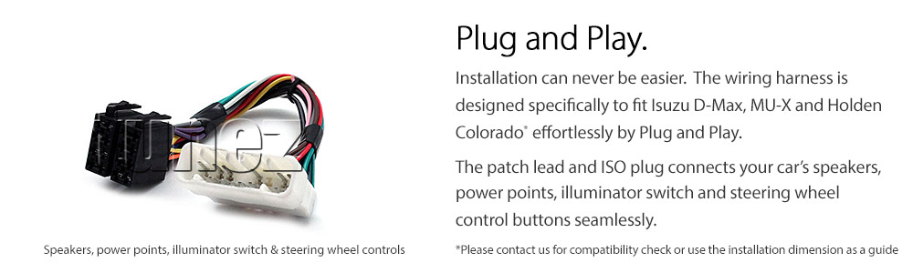 ISZ25CP Licensed Apple CarPlay Android Auto GPS Aftermarket Isuzu D-Max Holden Rodeo Colorado RA RC 1st Generation Europe European Australia Year 2007 2008 2009 2010 2011 2012 Super Large 9-inch Touch Screen IPS Capacitive Universal Double DIN Latest Australia UK European USA Original Car USB 2.0A Charge player radio stereo head unit Aftermarket External and Internal Microphone Bluetooth Europe Sat Nav Navi Plug and Play ISO Plug Wiring Harness Matching Fascia Kit Facia Free Reversing Camera Album Art ID3 Tag RMVB MP3 MP4 AVI MKV Full High Definition FHD AirPlay Air Play MirrorLink Mirror Link Connects2 CTSIZ001.2