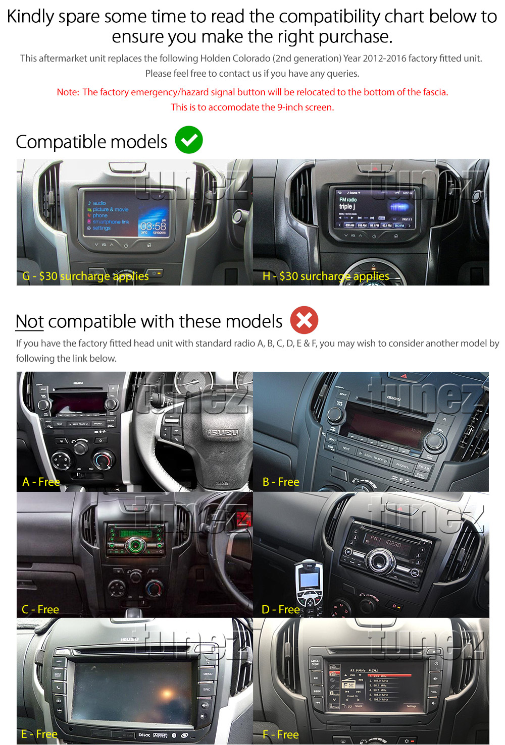 ISZ17AND GPS Aftermarket Holden Chevrolet Colorado 2nd Generation Gen Year 2012 2013 2014 2015 2016 large 9-inch 9' touchscreen Universal Double DIN Latest Australia UK European USA Original CarPlay Android Auto 10 Car USB player radio stereo 4G LTE WiFi head unit details Aftermarket External and Internal Microphone Bluetooth Europe Sat Nav Navi Plug and Play ISO Plug Wiring Harness Matching Fascia Kit Facia Free Reversing Camera Album Art ID3 Tag RMVB MP3 MP4 AVI MKV Full High Definition FHD MyLink My Link 1080p DAB+ Digital Radio DAB + Connects2 CTSIZ001.2