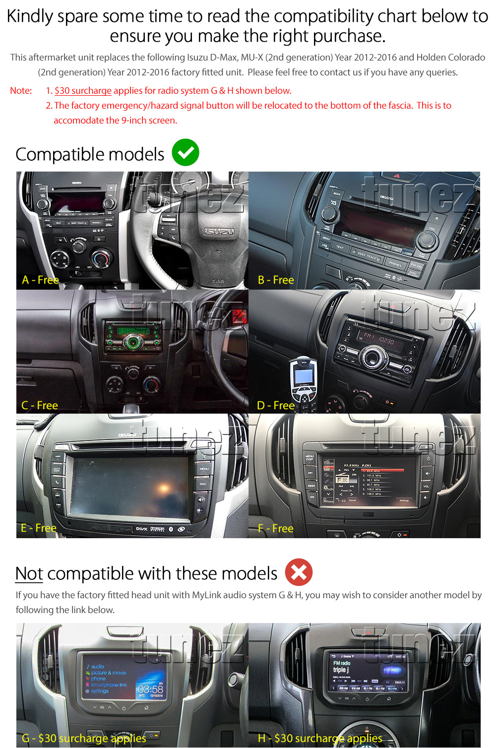 ISZ17AND GPS Aftermarket Isuzu D-Max MU-X Holden Chevrolet Colorado 2nd Generation Gen Year 2012 2013 2014 2015 2016 2017 2018 2019 large 9-inch 9' touchscreen Universal Double DIN Latest Australia UK European USA Original CarPlay Android Auto 10 Car USB player radio stereo 4G LTE WiFi head unit details Aftermarket External and Internal Microphone Bluetooth Europe Sat Nav Navi Plug and Play ISO Plug Wiring Harness Matching Fascia Kit Facia Free Reversing Camera Album Art ID3 Tag RMVB MP3 MP4 AVI MKV Full High Definition FHD MyLink My Link 1080p DAB+ Digital Radio DAB + Connects2 CTSIZ001.2