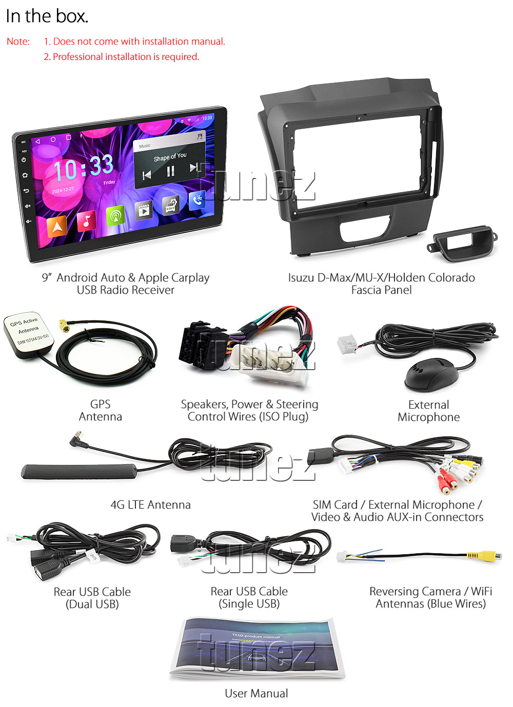 ISZ17AND GPS Aftermarket Isuzu D-Max MU-X Holden Chevrolet Colorado 2nd Generation Gen Year 2012 2013 2014 2015 2016 2017 2018 2019 large 9-inch 9' touchscreen Universal Double DIN Latest Australia UK European USA Original CarPlay Android Auto 10 Car USB player radio stereo 4G LTE WiFi head unit details Aftermarket External and Internal Microphone Bluetooth Europe Sat Nav Navi Plug and Play ISO Plug Wiring Harness Matching Fascia Kit Facia Free Reversing Camera Album Art ID3 Tag RMVB MP3 MP4 AVI MKV Full High Definition FHD MyLink My Link 1080p DAB+ Digital Radio DAB + Connects2 CTSIZ001.2