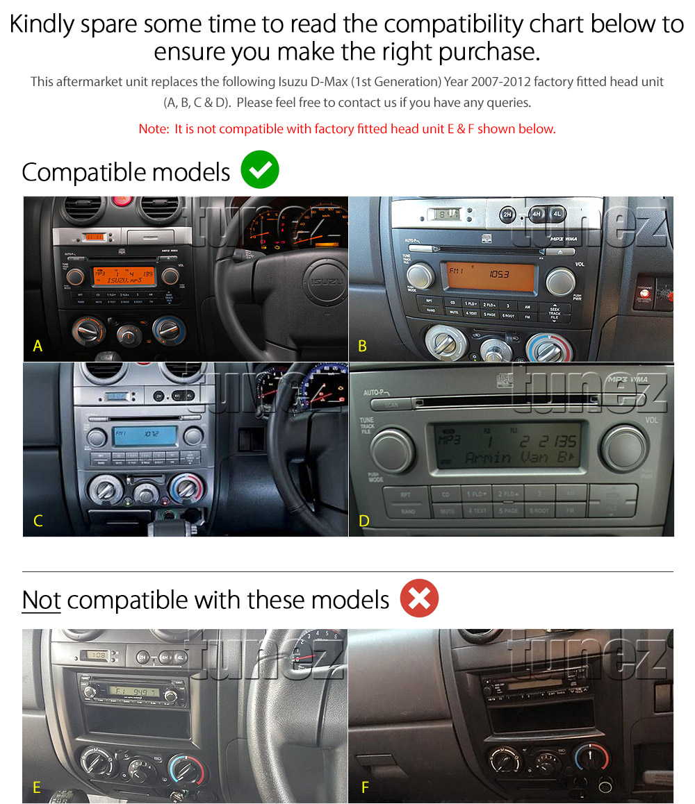 ISZ19AND GPS Aftermarket Isuzu D-Max 1st Generation Europe European Australia Year 2006 2007 2008 2009 2010 2011 2012 Holden Rodeo Chevrolet touchscreen capacitive 9 inches touchscreen Universal Double DIN Latest Australia UK European USA Original CarPlay Android Auto 10 Car USB player radio stereo 4GdLTE WiFi head unit details Aftermarket External and Internal Microphone Bluetooth Europe Sat Nav Navi Plug and Play ISO Plug Wiring Harness Matching Fascia Kit Facia Free Reversing Camera Album Art ID3 Tag RMVB MP3 MP4 AVI MKV Full High Definition FHD 1080p DAB+ Digital Radio DAB + Connects2 CTSIZ001.2