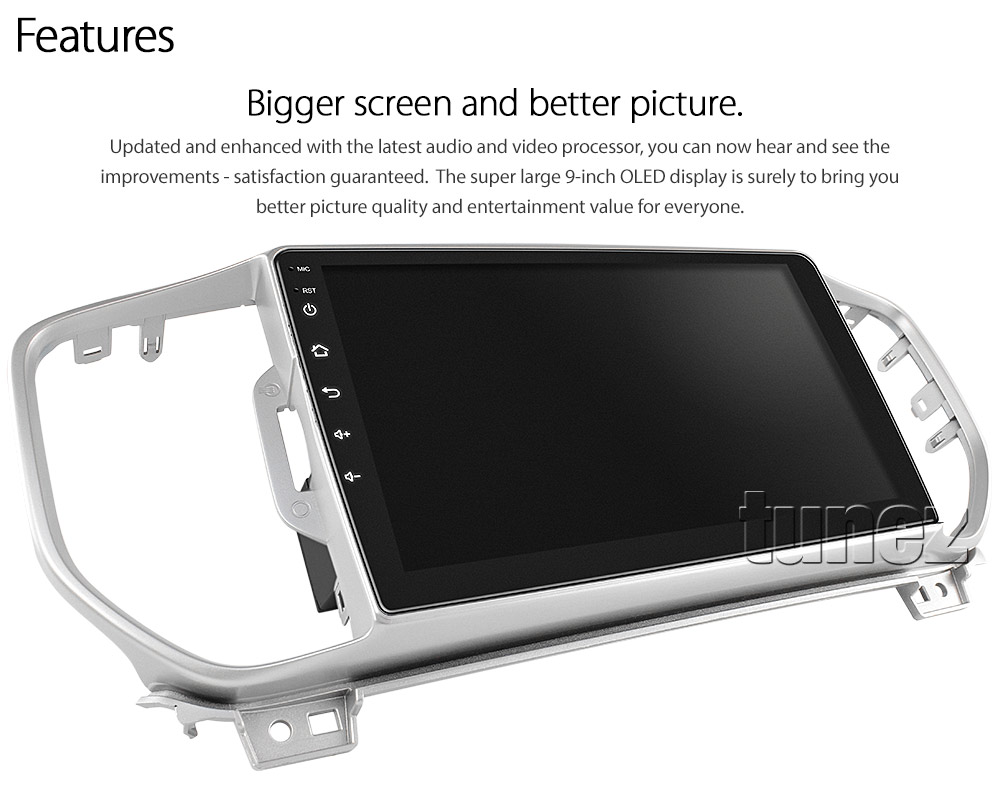 KS07AND GPS Kia Sportage QL Series Chassis 4th Generation Gen Pre Facelift Year 2015 2016 2017 2018 touchscreen capacitive 9 inches touchscreen Universal Double DIN Latest Australia UK European USA Original CarPlay Android Auto 10 Car USB player radio stereo 4GdLTE WiFi head unit details Aftermarket External and Internal Microphone Bluetooth Europe Sat Nav Navi Plug and Play ISO Plug Wiring Harness Matching Fascia Kit Facia Free Reversing Camera Album Art ID3 Tag RMVB MP3 MP4 AVI MKV Full High Definition FHD 1080p DAB+ Digital Radio DAB + Connects2 CTSIZ001.2