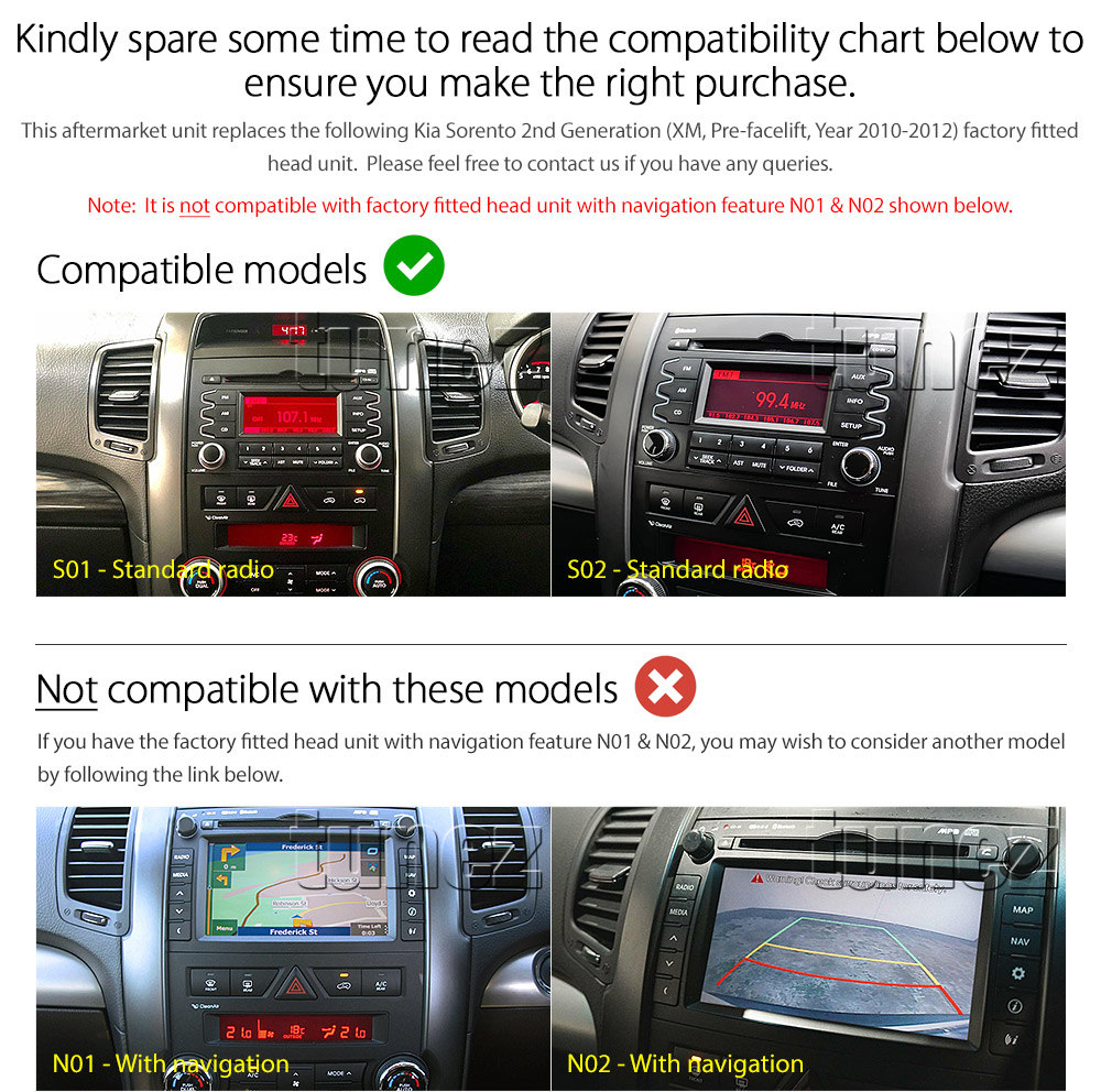 KSR03AND GPS Aftermarket Kia Sorento XM 2nd Generation Gen Pre-Facelift Pre Facelift 2010 2011 2012 capacitive 10 inches touchscreen Universal Double DIN Latest Australia UK European USA Original CarPlay Android Auto 10 Car USB player radio stereo 4GdLTE WiFi head unit details Aftermarket External and Internal Microphone Bluetooth Europe Sat Nav Navi Plug and Play ISO Plug Wiring Harness Matching Fascia Kit Facia Free Reversing Camera Album Art ID3 Tag RMVB MP3 MP4 AVI MKV Full High Definition FHD 1080p DAB+ Digital Radio DAB + Connects2 CTSIZ001.2