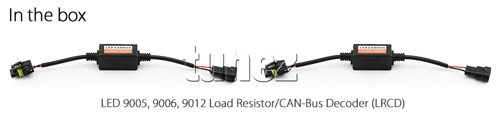 LED9005C LED 9005 HB3 P20d 9006 HB4 P22d 9012 HIR2 PX22d LUXEON Z ES ZES by Lumileds Philips Light Lamp Bulb Headlight Headlamp Head UK United Kingdom USA Australia Europe High Beam Low Hi Lo 6500K Daylight Colour Color Bright White Car LED Load Resistor CAN Bus CANBus Decoder Error Free Canceller Pair Kit