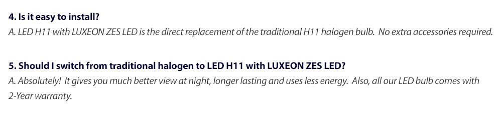 LEDH1101 H11 LED PGJ19-2 LUXEON Z ES ZES by Lumileds Philips Light Lamp Bulb Headlight Headlamp Head UK United Kingdom USA Australia Europe Front Fog Additional High Beam Low Hi Lo 6500K Daylight Colour Color Bright White Heat Sink Waterproof Dustproof 6063 Auluminium Alloy IP65 External Driver Detachable 2-Year Warranty 24-months Direct Replacement For Halogen and Xenon 4000lm 4000 lumens 25W 50W 100W 16000lm 16000 8000 8000lm