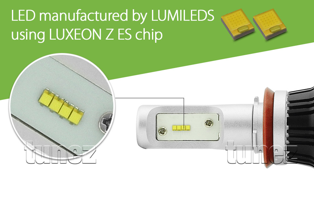 LEDH1101 H11 LED PGJ19-2 LUXEON Z ES ZES by Lumileds Philips Light Lamp Bulb Headlight Headlamp Head UK United Kingdom USA Australia Europe Front Fog Additional High Beam Low Hi Lo 6500K Daylight Colour Color Bright White Heat Sink Waterproof Dustproof 6063 Auluminium Alloy IP65 External Driver Detachable 2-Year Warranty 24-months Direct Replacement For Halogen and Xenon 4000lm 4000 lumens 25W 50W 100W 16000lm 16000 8000 8000lm