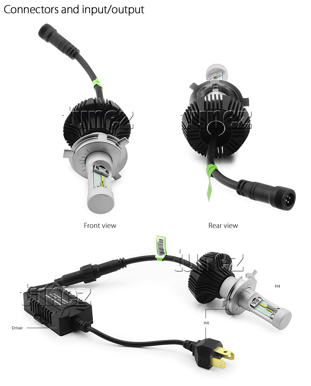 LEDH401 LED H4 HB2 9003 LUXEON Z ES ZES by Lumileds Philips Light Lamp Bulb Headlight Headlamp Head UK United Kingdom USA Australia Europe High Beam Low Hi Lo 6500K Daylight Colour Color Bright White Heat Sink Waterproof Dustproof 6063 Auluminium Alloy IP65 External Driver Detachable 2-Year Warranty 24-months Direct Replacement For Halogen and Xenon 4000lm 4000 lumens 25W 50W 100W 16000lm 16000 8000 8000lm