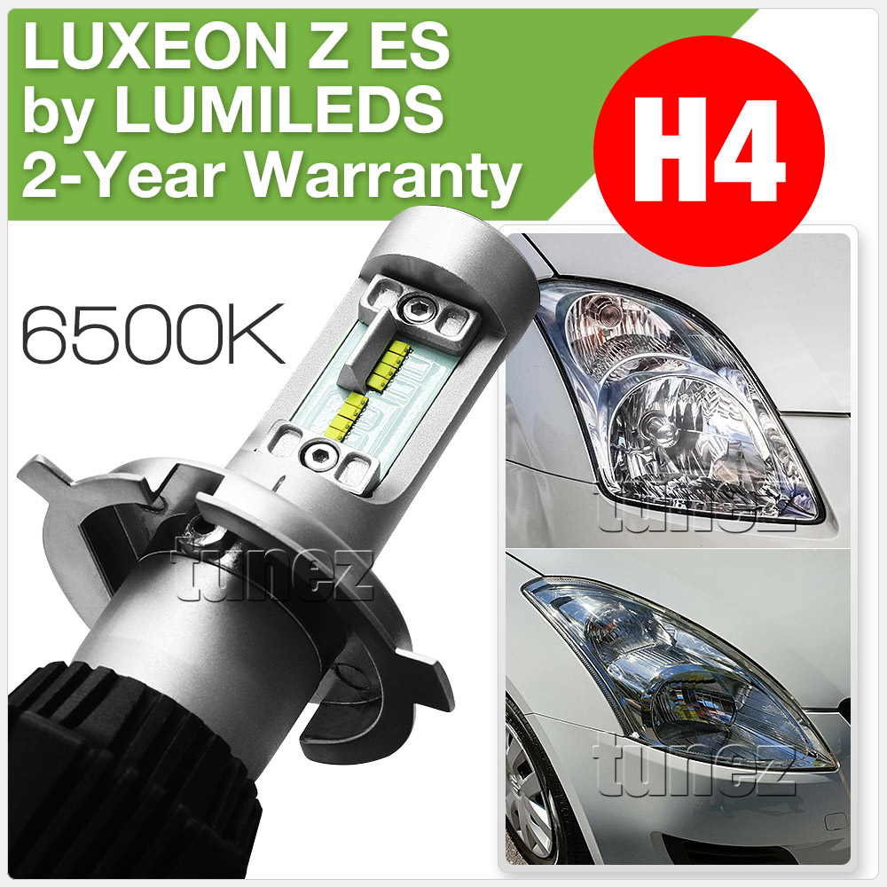 LEDH401 LED H4 HB2 9003 LUXEON Z ES ZES by Lumileds Philips Light Lamp Bulb Headlight Headlamp Head UK United Kingdom USA Australia Europe High Beam Low Hi Lo 6500K Daylight Colour Color Bright White Heat Sink Waterproof Dustproof 6063 Auluminium Alloy IP65 External Driver Detachable 2-Year Warranty 24-months Direct Replacement For Halogen and Xenon 4000lm 4000 lumens 25W 50W 100W 16000lm 16000 8000 8000lm