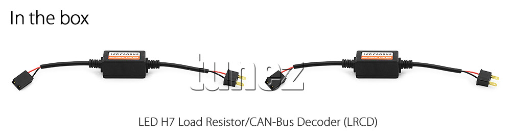 LEDH701C LED H7 PX26d LUXEON Z ES ZES by Lumileds Philips Light Lamp Bulb Headlight Headlamp Head UK United Kingdom USA Australia Europe High Beam Low Hi Lo 6500K Daylight Colour Color Bright White Car LED Load Resistor CAN Bus CANBus Decoder Error Free Canceller Pair Kit
