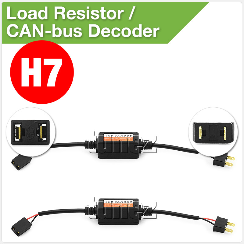 LEDH701C LED H7 PX26d LUXEON Z ES ZES by Lumileds Philips Light Lamp Bulb Headlight Headlamp Head UK United Kingdom USA Australia Europe High Beam Low Hi Lo 6500K Daylight Colour Color Bright White Car LED Load Resistor CAN Bus CANBus Decoder Error Free Canceller Pair Kit