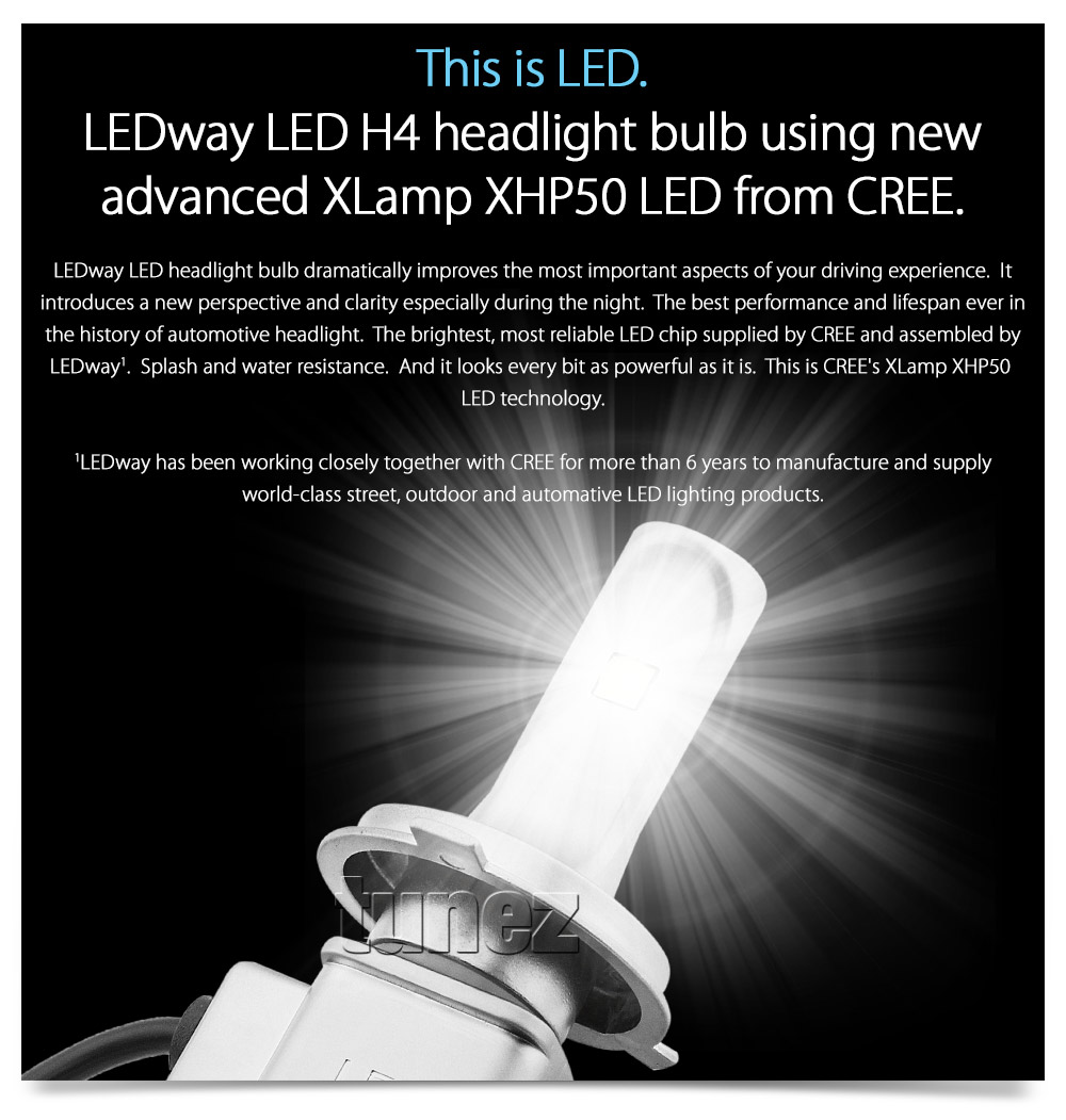 CREE H4 LED Car Headlight Conversion Kit Globes Bulbs Beam White Light Truck HID