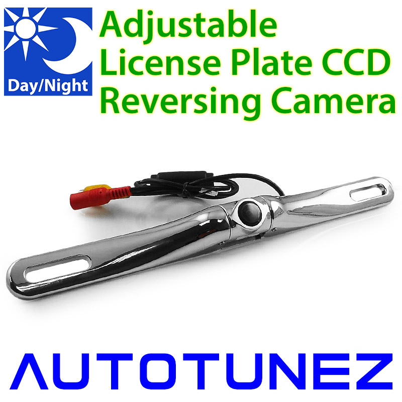 Car Rear License Plate CCD Reverse View Parking Camera Polished Chrome