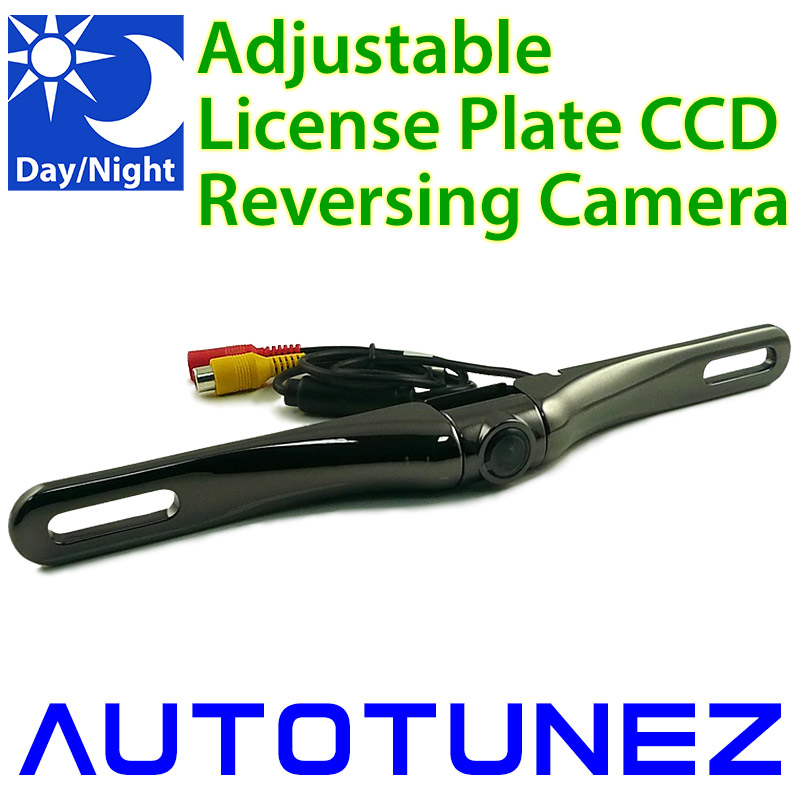 Car Rear License Plate CCD Reverse View Parking Camera Gun Metal Black Chrome