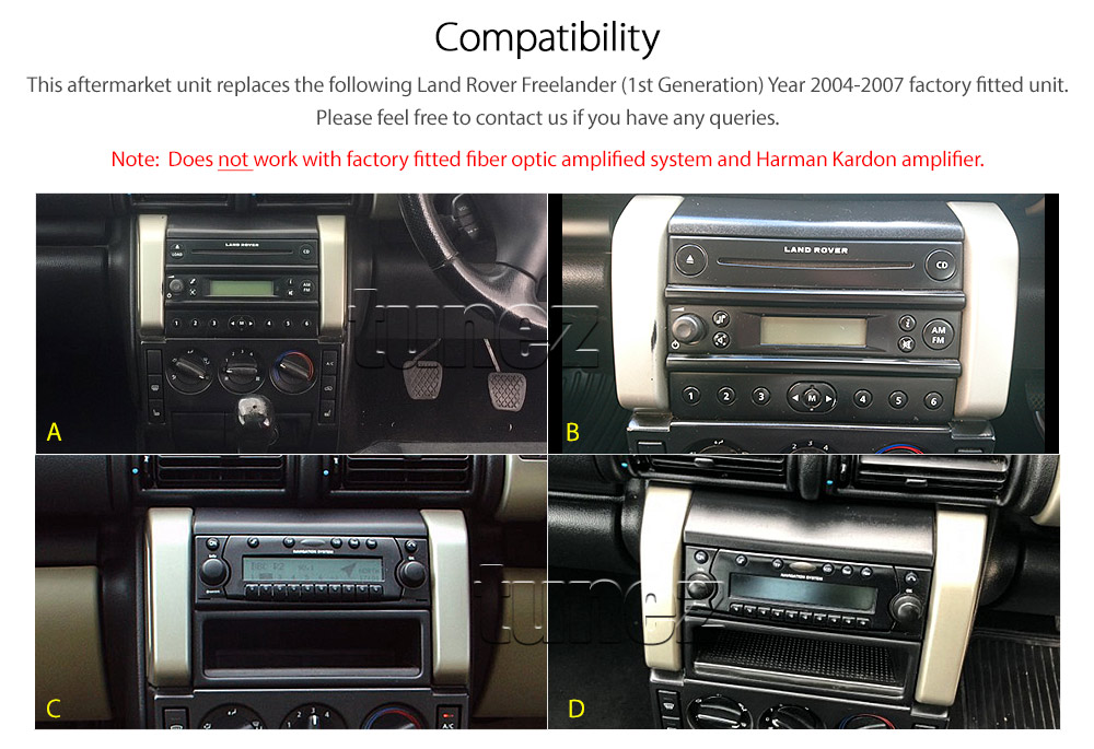 LRD07DVD Land Rover Freelander 1 first 1st Generation Gen Year 2004 2005 2006 2007 7-inch Double-DIN car DVD CD USB SD Card player radio stereo head unit details Aftermarket RMVB MP3 MP4 AVI MKV Full High Definition FHD 1080p External Bluetooth Microphone Fascia Facia Kit ISO Wiring Harness Free Reversing Camera 3.5mm AUX-in Plug and Play Installation Dimension Patch Lead Steering Wheel Control Compatible SWC CTSLR004.2 L314 Connects2